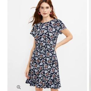 Loft Floral Godet Drawstring Dress - Size L